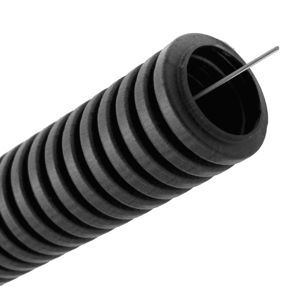 PR01.0055 Труба гофрированная ПВХ легкая 350 Н черная с/з д20 (100 м/4800 м уп/пал) Промрукав